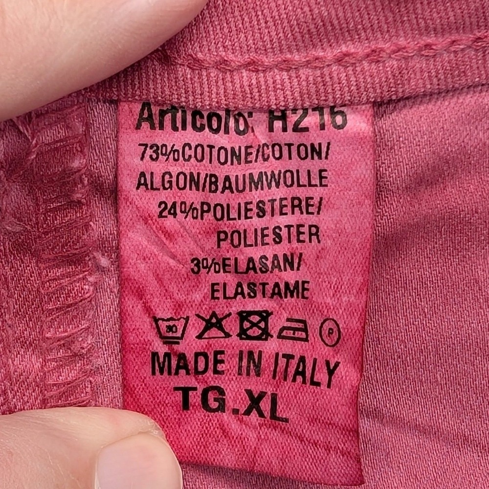 Gigi Moda Red Rock & Roll Graphic Print Button Fly Slim Pants Made in Italy XL - Picture 8 of 15